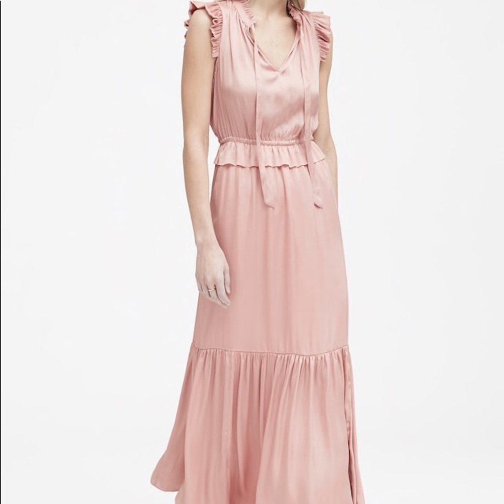 Banana Republic Soft Satin Maxi Dress in Blush